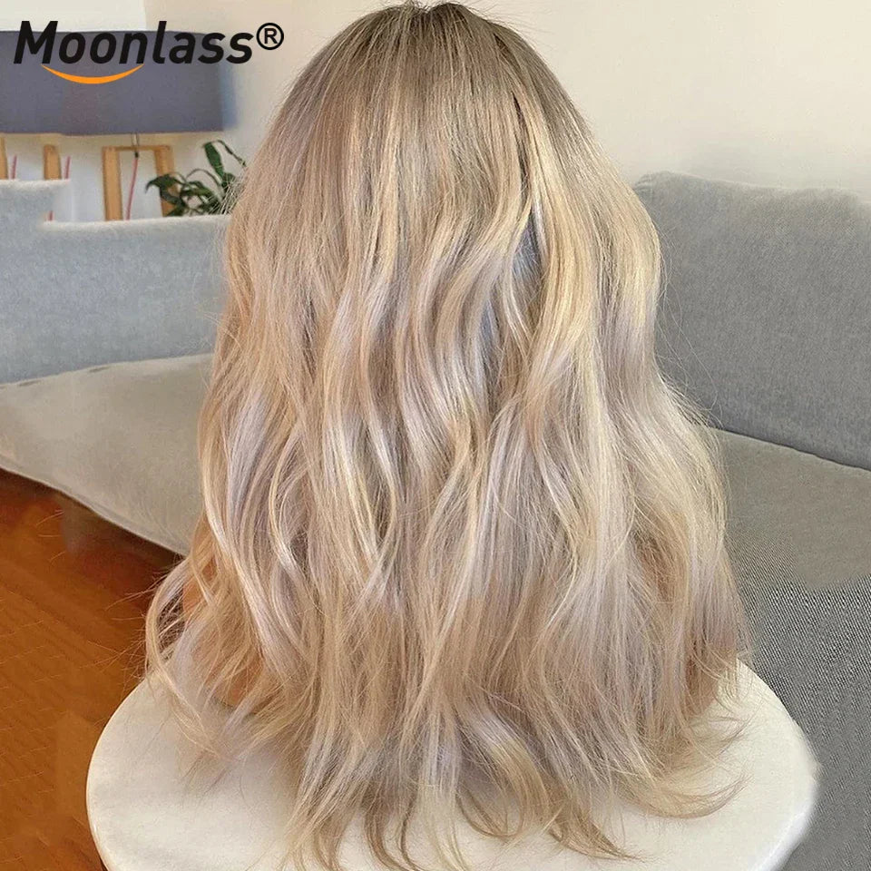 Ash Blonde Ombre Human Hair Wig Body