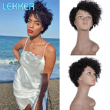 Lekker Short Curly Human Hair Wigs For Black