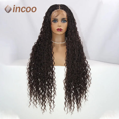 Wig For Black Woman Knotless Goddess Locs With Curly Hair