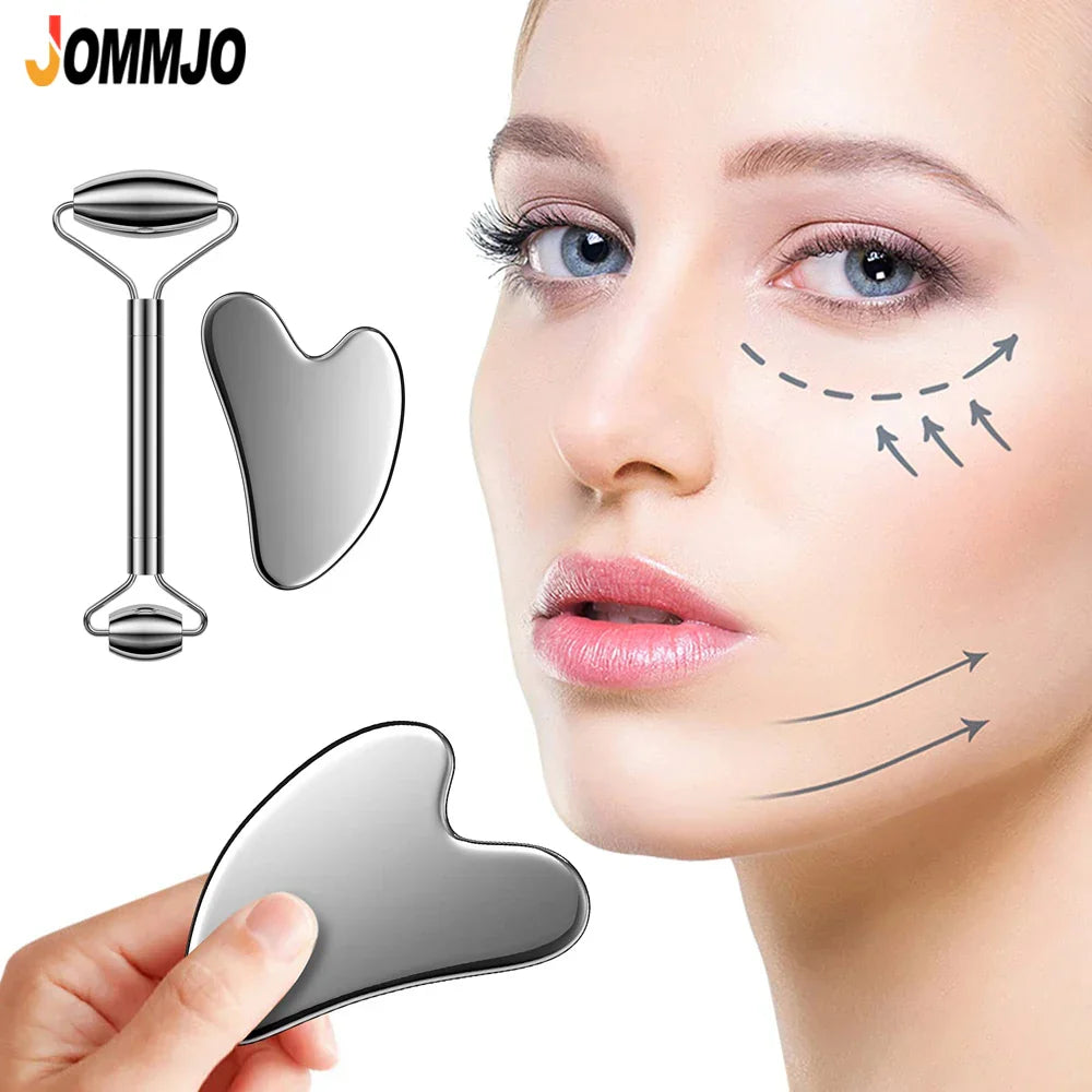 Face Roller And Gua Sha - Stainless