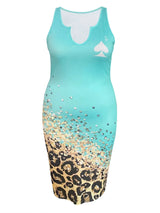 Leopard Letter Print Bodycon Cami Dress Women