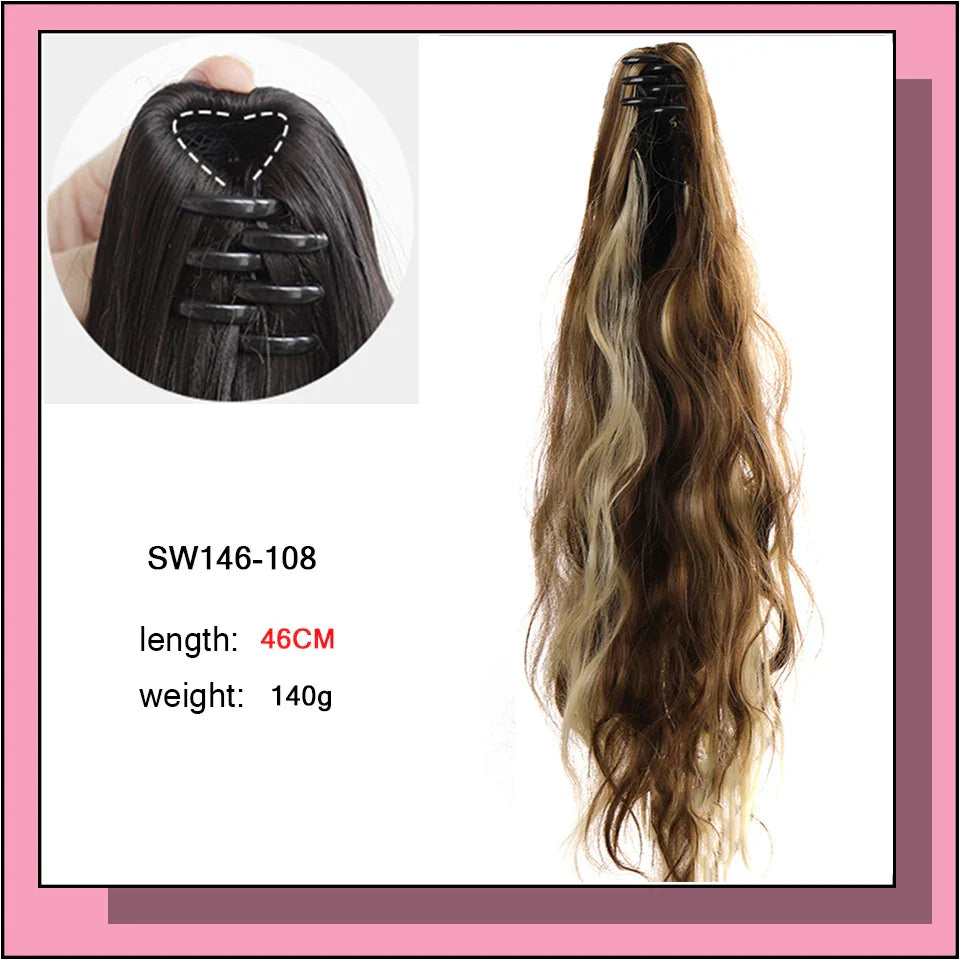 Long Wavy Straight Claw Clip On Ponytail Hair