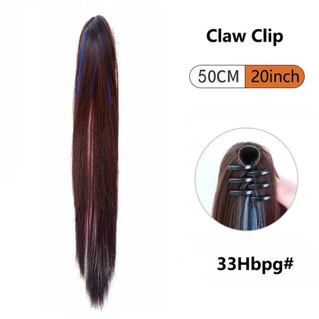 Ombre Color Straight Claw Clip On Ponytail Hair