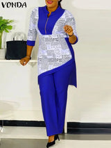 Vonda Bohemian Pant Sets Women Long Sleeve