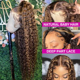 Highlight Honey Brown Curly Lace Front Human Hair