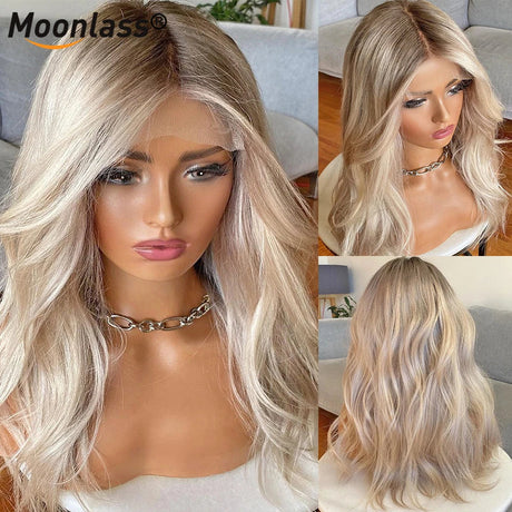 Ash Blonde Ombre Human Hair Wig Body