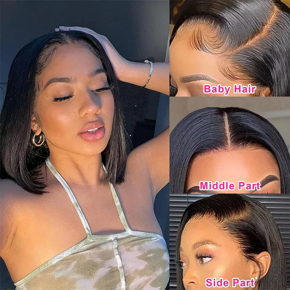 Bob Lace Closure Wig Indian Straight Human