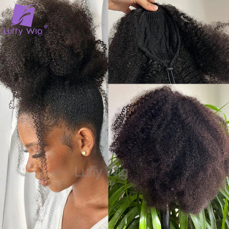 Drawstring Ponytail Human Hair C Afro Kinky Curly