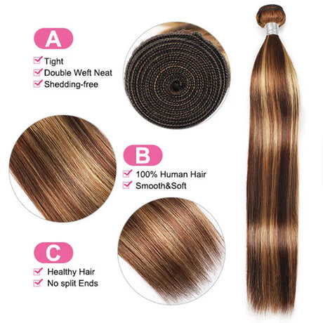 Brazilian P Highlight Bundles Straight Human Hair Bundles