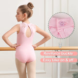 Girls Dance Leotard Lace Neck Dance Wear Top,Back