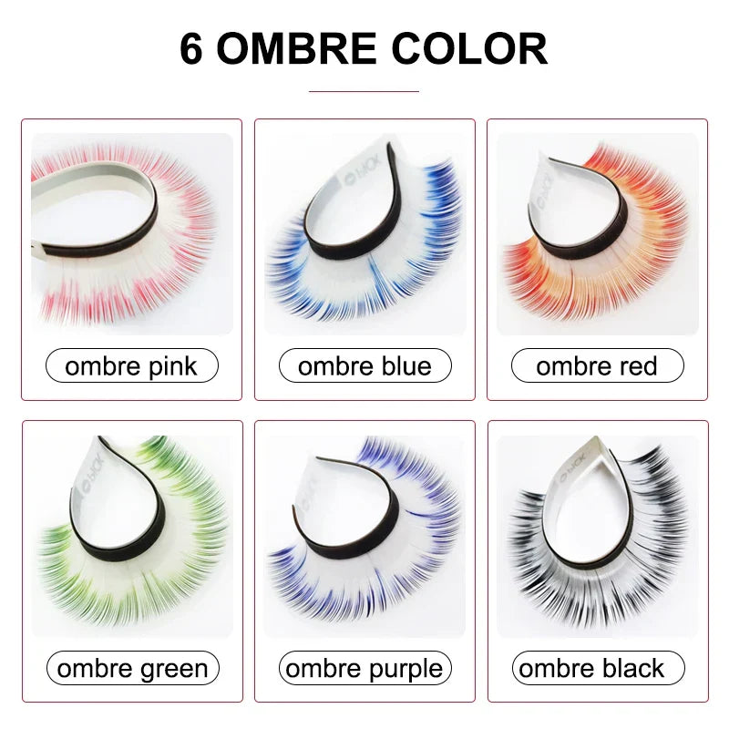 Ombre White Green Blue Purple Color Eyelash Extension