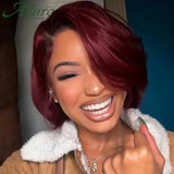 Burgundy Short Bob Wig With Bangs Wear To