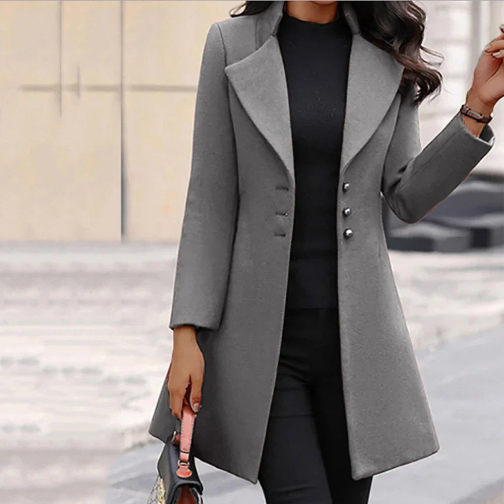 Women' Trench Coat Button Long Jacket Overcoat Winter