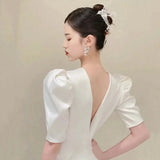 Bride French White Wedding Dress Women Sexy Backless