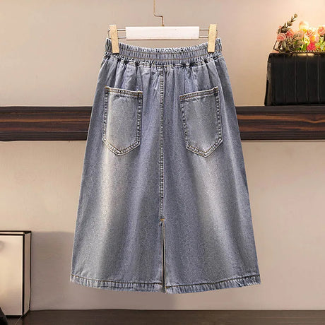 Plus Women'S Summer Loose Elastic Waist Denim One