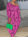 Graphic Print One Off Shoulder Maxi Dress, Women'
