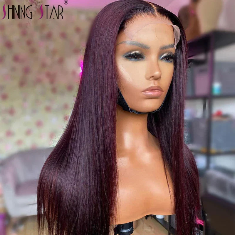 Peruvian Burgundy 13x6 Lace Front Wig - 99J Red Straight Human Hair