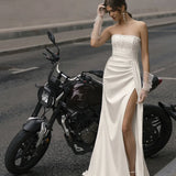 Satin Mermaid Wedding Dresses Sequin Beading Long Wedding