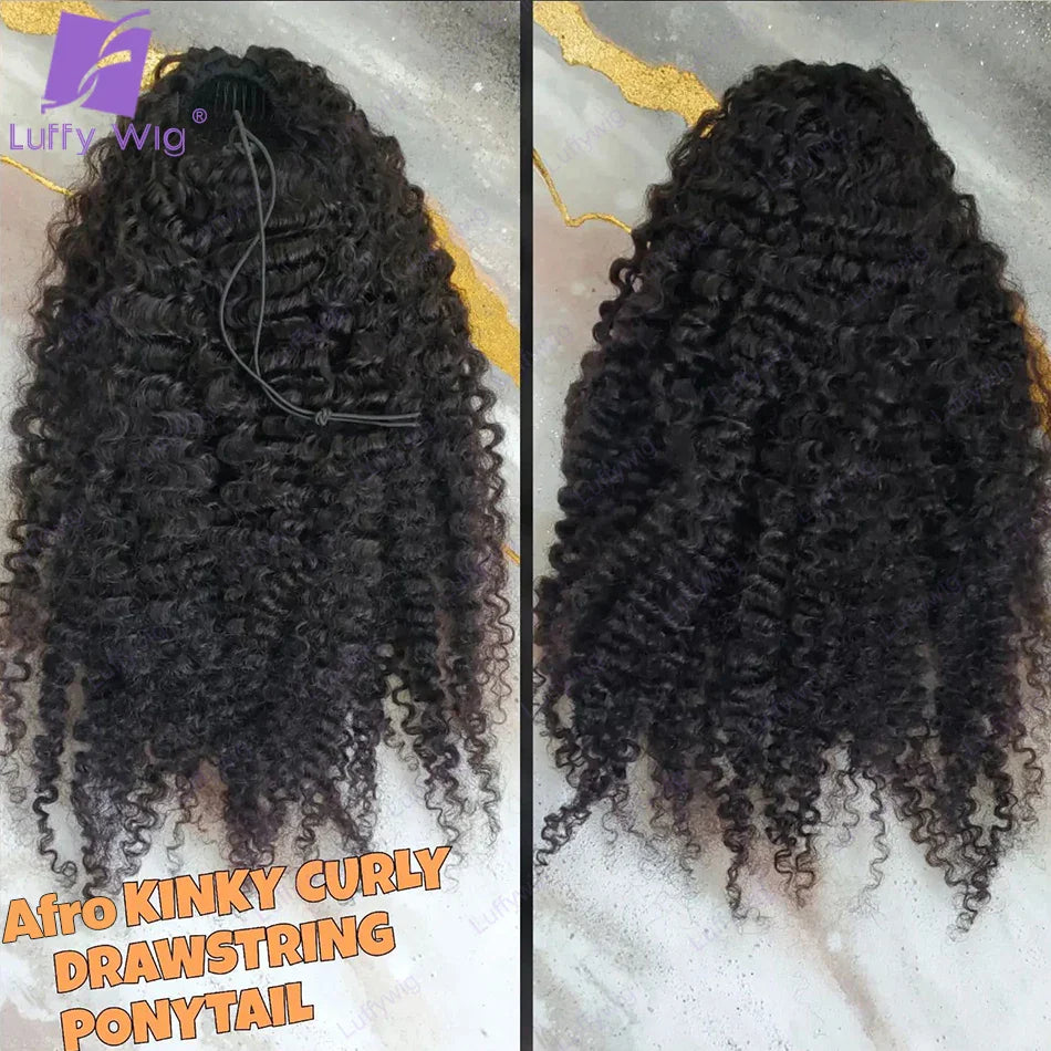 Afro Kinky Curly Human Hair Ponytail For Black