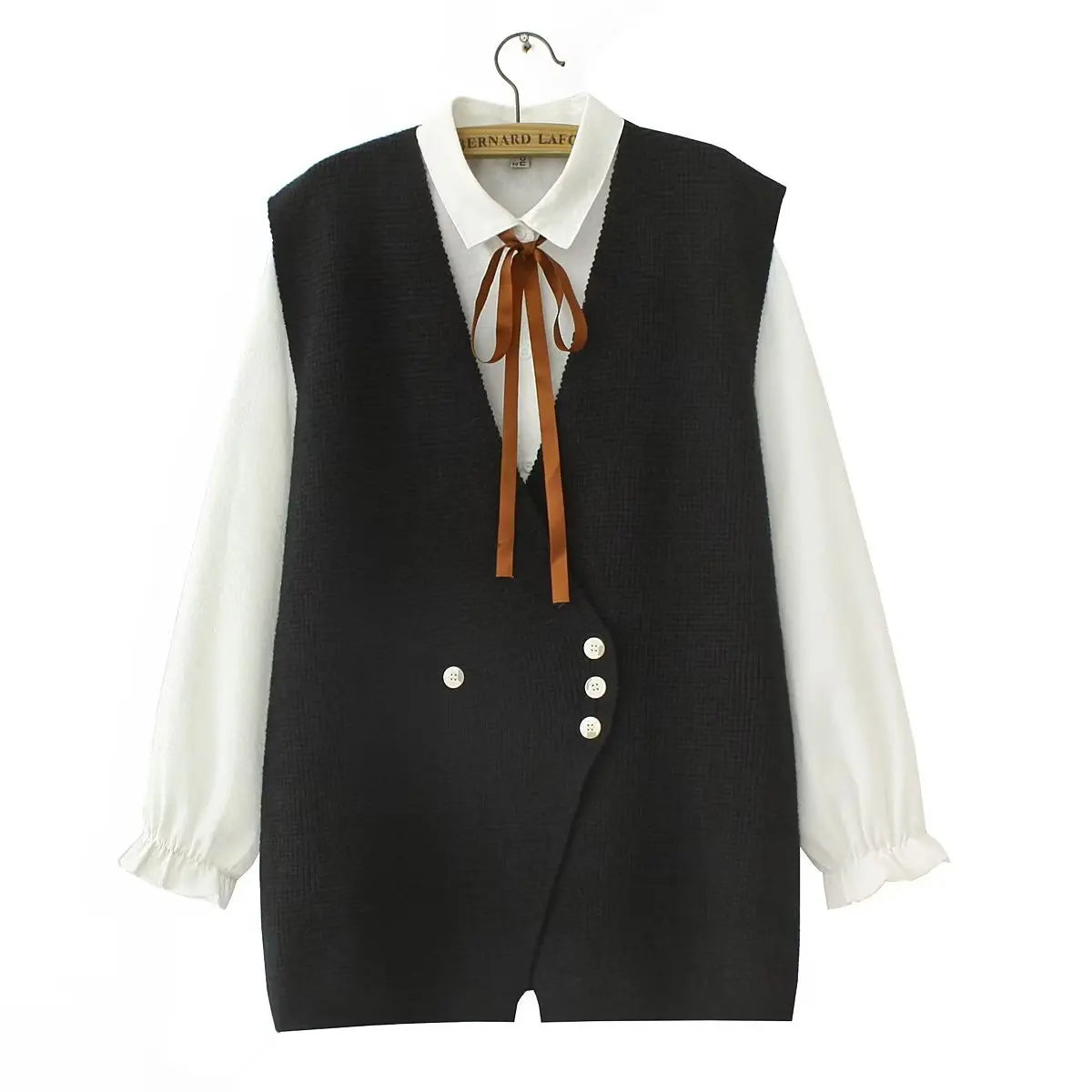 Stylish V-Neck Solid Color Knitted Sweater Vest Womens