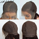 Ombre Burgundy 13X6 Lace Frontal Braids Wig Synthetic