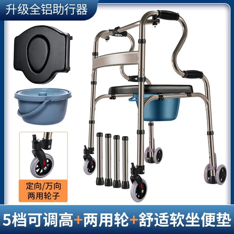 Four-Legged Aluminum Alloy Crutches For Elderly Anti-Skid Mobility