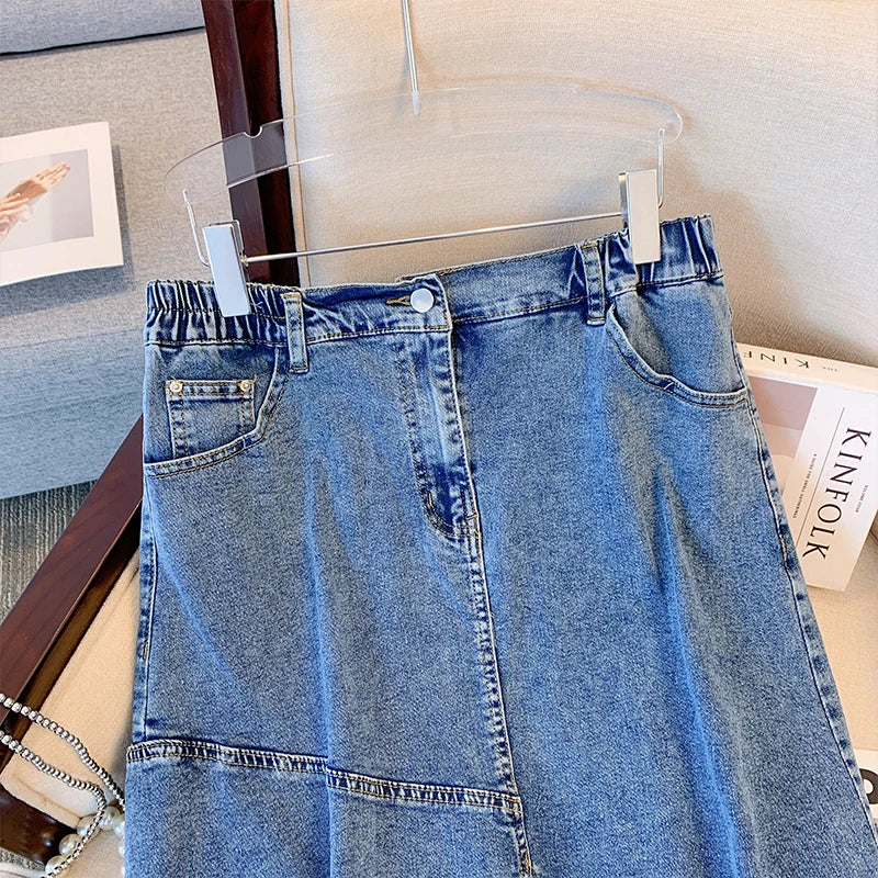 Women' Spring Casual Denim Skirt Black Blue Slit