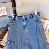 Women' Spring Casual Denim Skirt Black Blue Slit