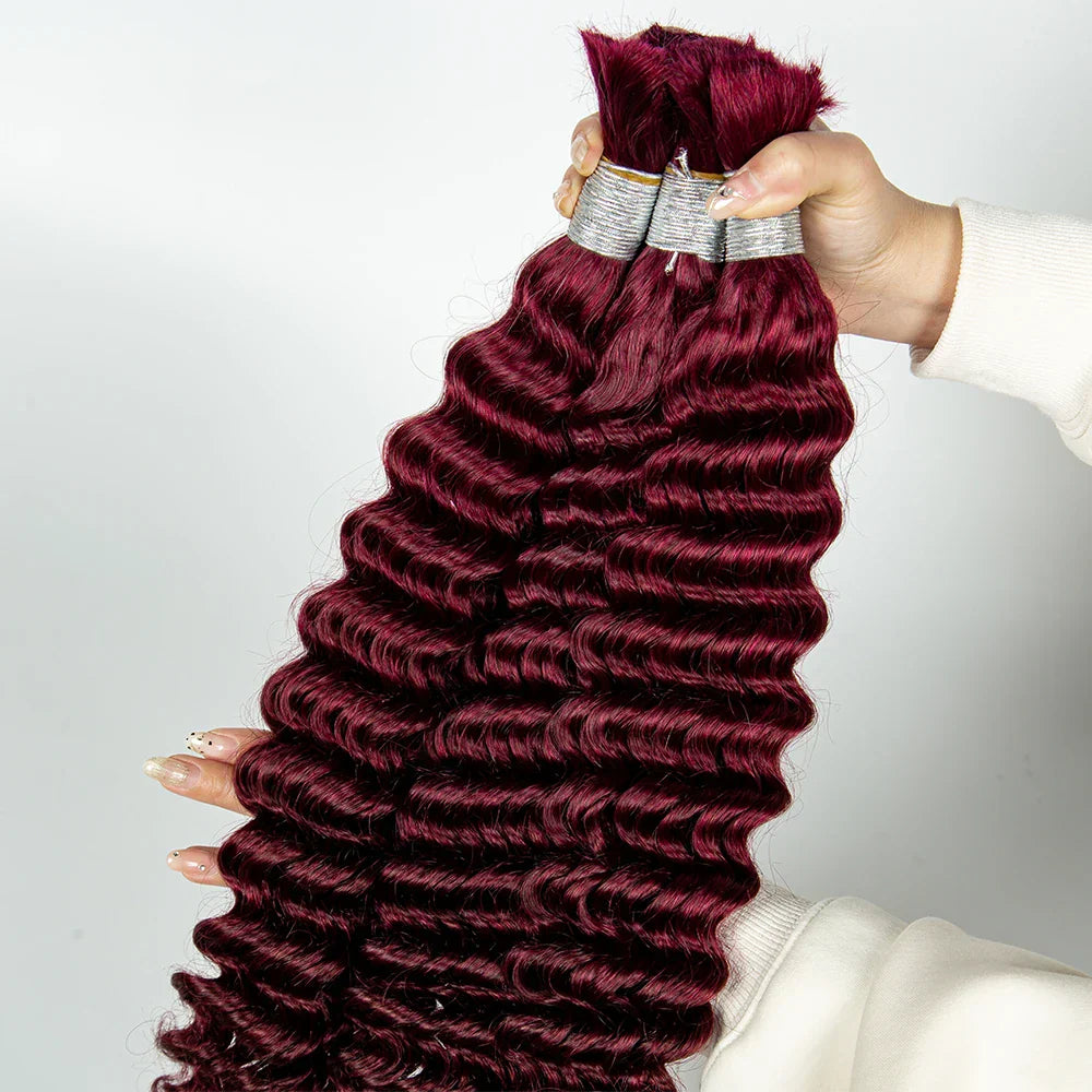 Burgundy Human Hair Extension Deep Curly Virgin Human