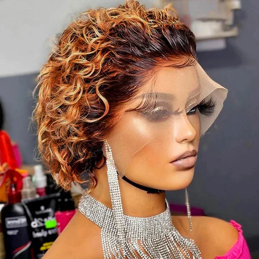 Curly Wigs Short Pixie Cut Human Hair For