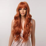 Ginger Curly Synthetic Wigs For Women Long Natural