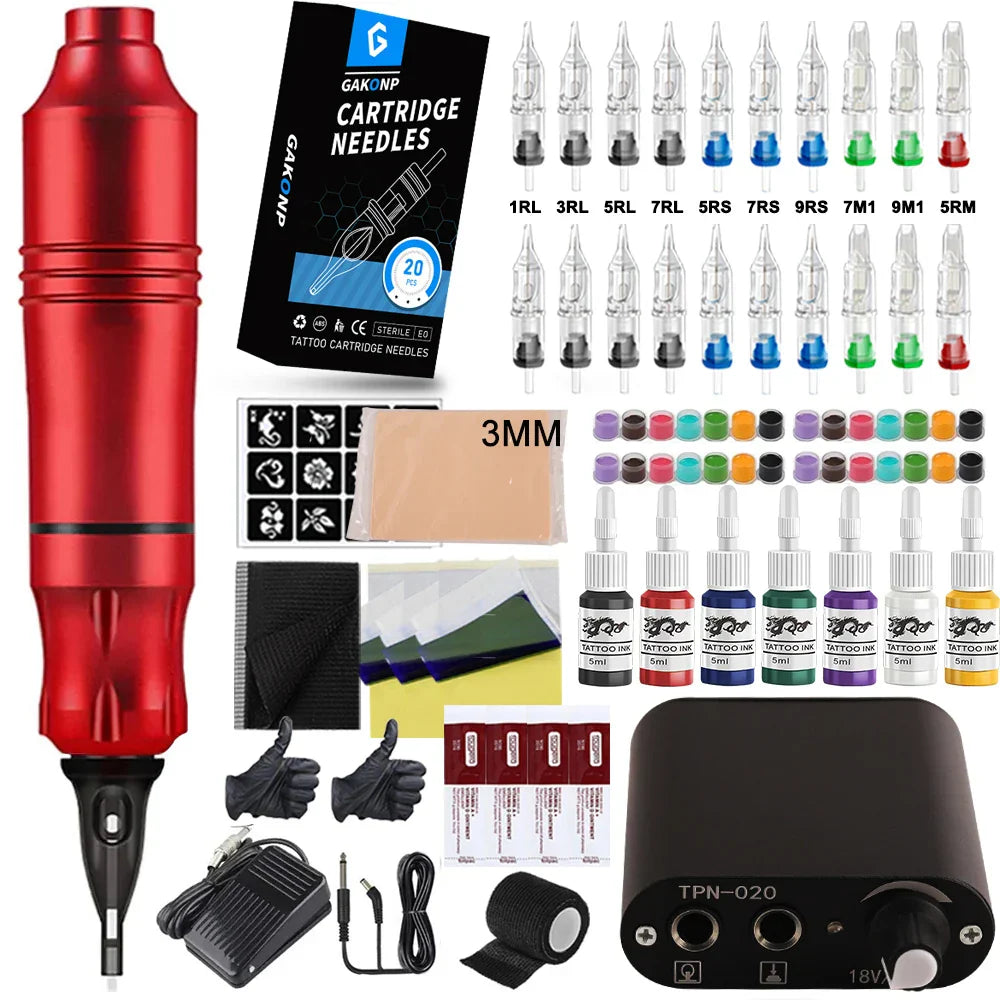 Complete Tattoo Machine Pen Kit Rotaty Tattoo Pen