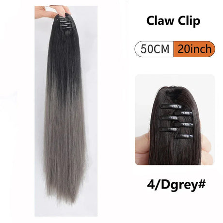 Ombre Color Straight Claw Clip On Ponytail Hair