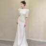 Bride French White Wedding Dress Women Sexy Backless