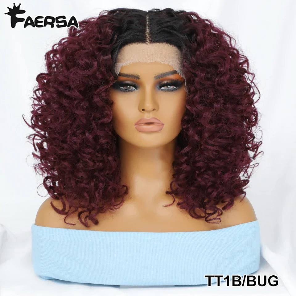 Kinky Curly Synthetic Lace Front Wig Black