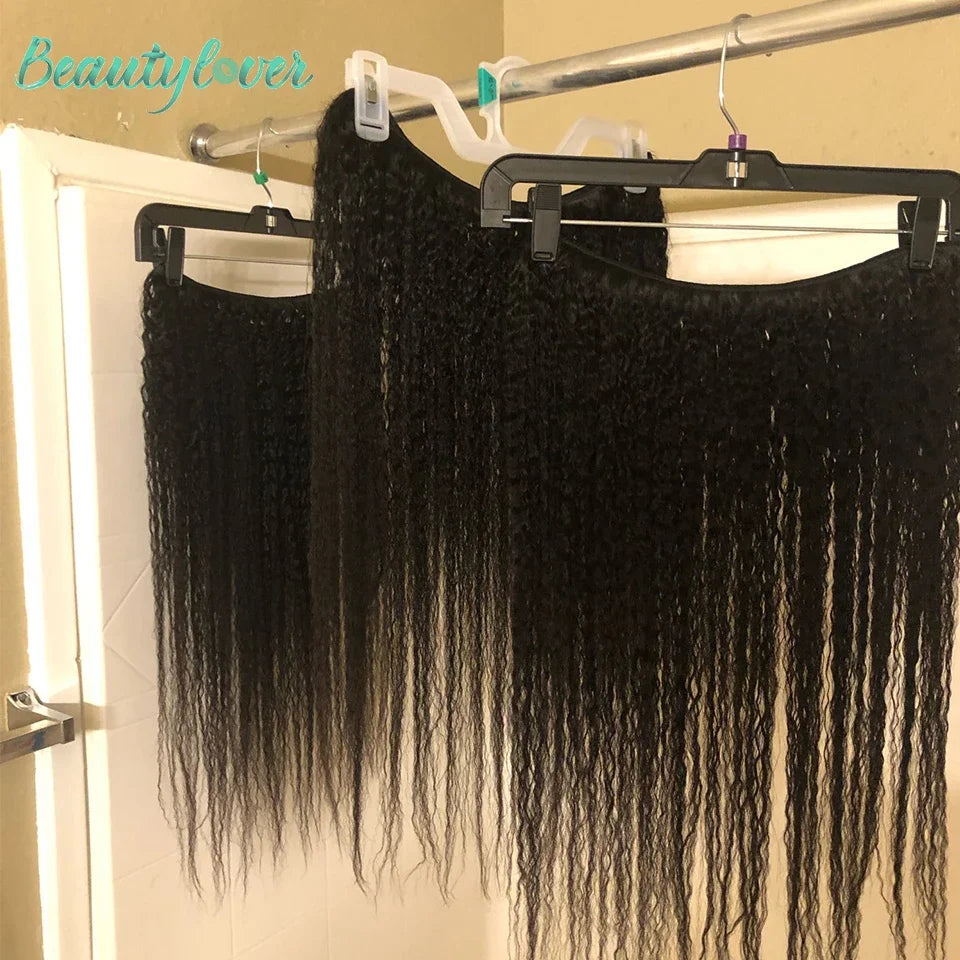 Kinky Straight Human Hair Bundles Remy Yaki Straight