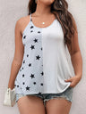 Women' Casual Print Lines Polyester Tank Top Elegant