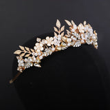 Handmade Bride Hair Accessories Gold Bridal Flower Crown