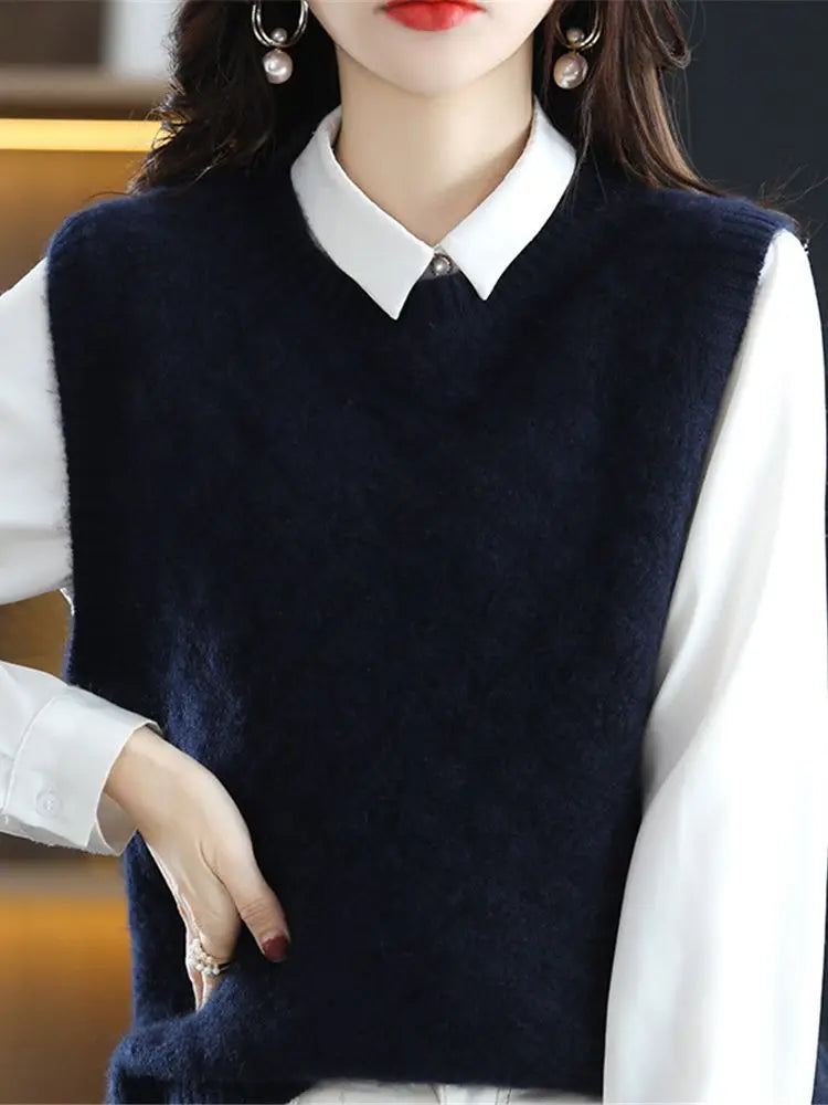 Korean Women' Knitted Wool Vest Winter New Loose