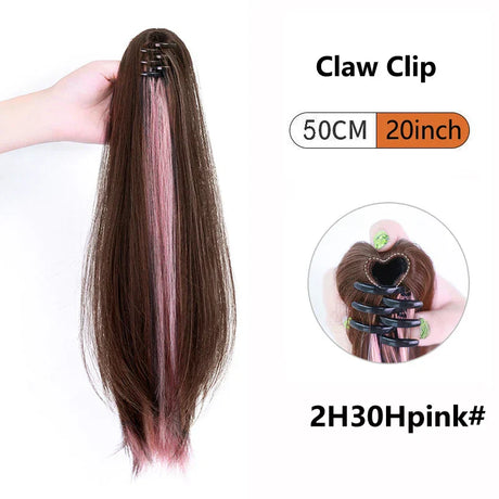 Ombre Color Straight Claw Clip On Ponytail Hair