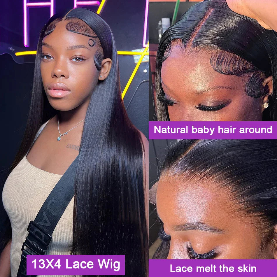 Straight Lace Front Human Hair Wig Pre Pluck