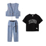 Kids Street Dance Hip Hop Clothing Suit Denim