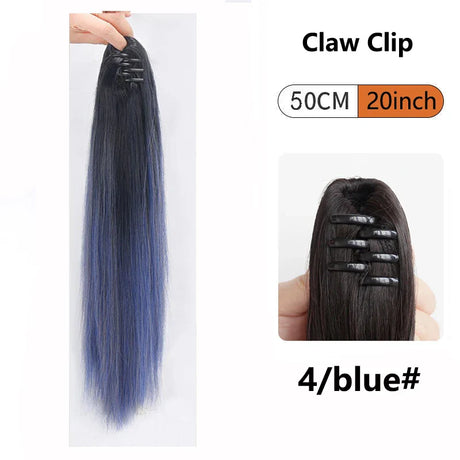 Ombre Color Straight Claw Clip On Ponytail Hair