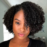 Brazilian Curly Human Hair Wigs With Bang Short