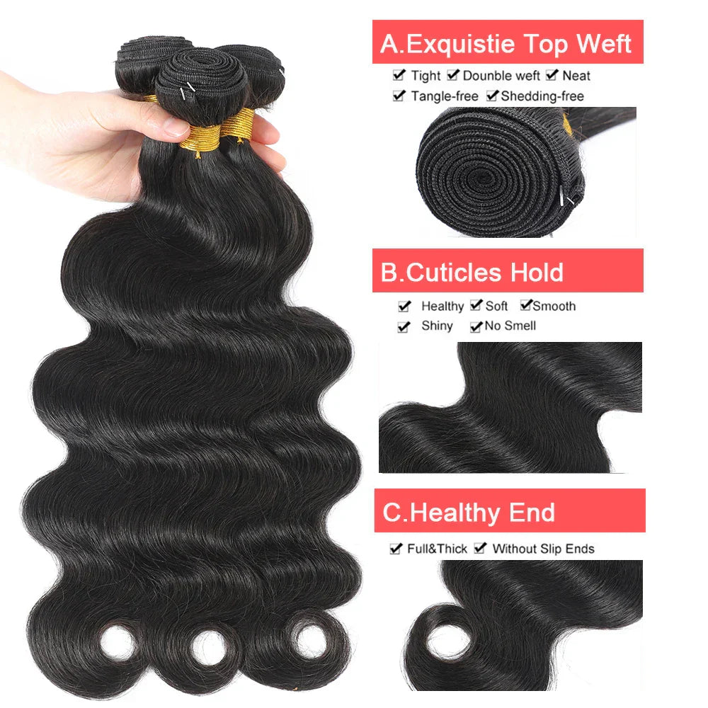 Body Wave Bundles With Closure Brazilian Hair Weave