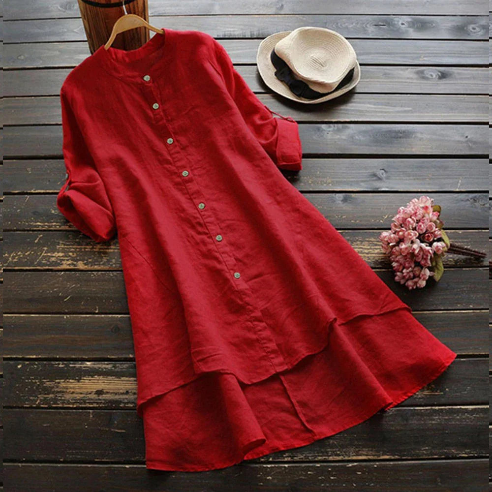 Oversized Cotton Linen Dress For Women Summer Blouse