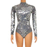 Shining Gold Rhinestones Mirrors Bodysuit Women' Birthday Celebrate