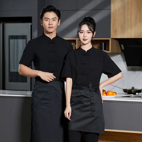 Overalls Chef Uniform Men' Kitchen Half Restaurant Catering