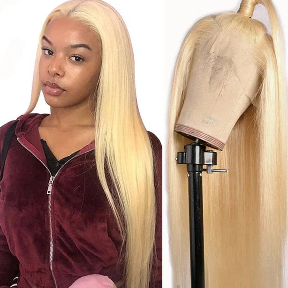 Lace Closure Wig Straight Blonde Lace Front