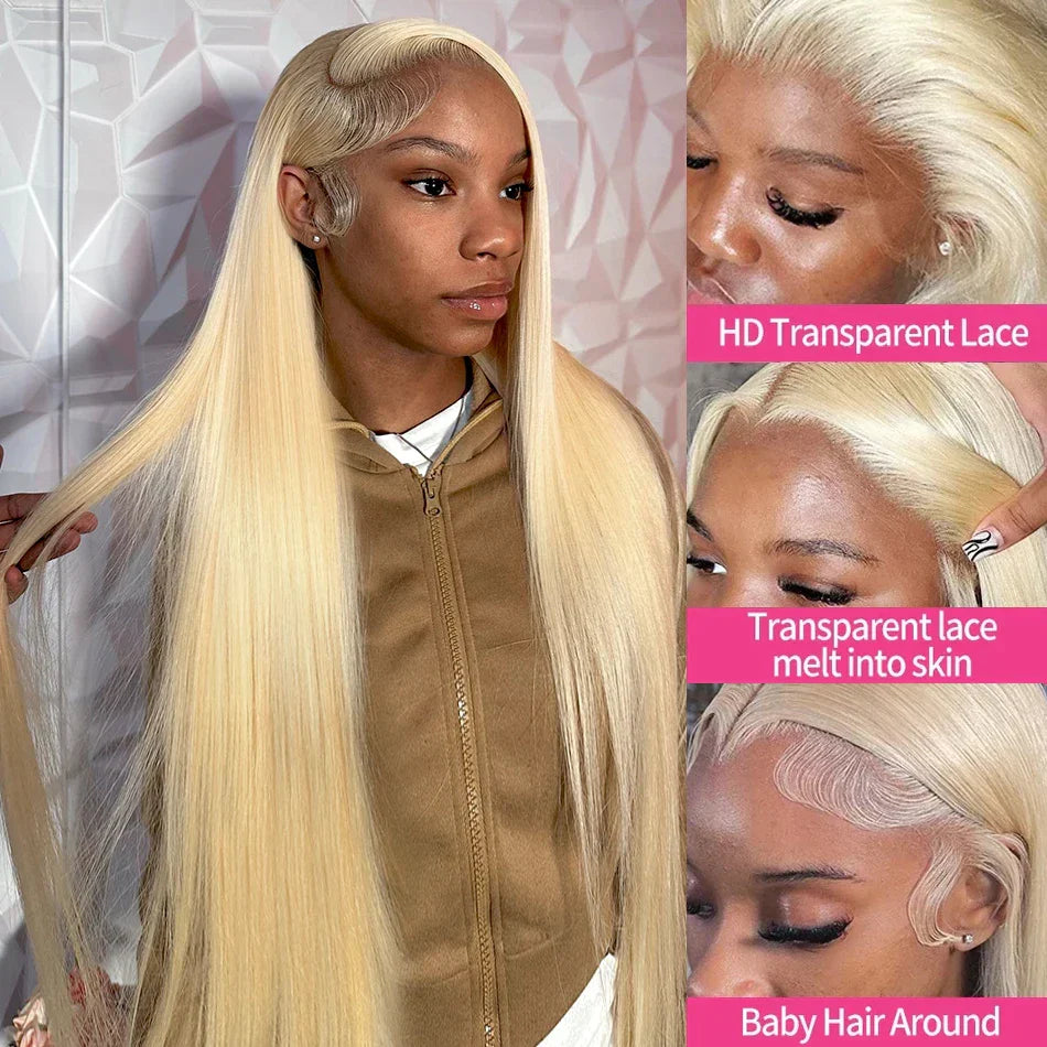 Blonde Straight X Lace Front Human Hair Wigs